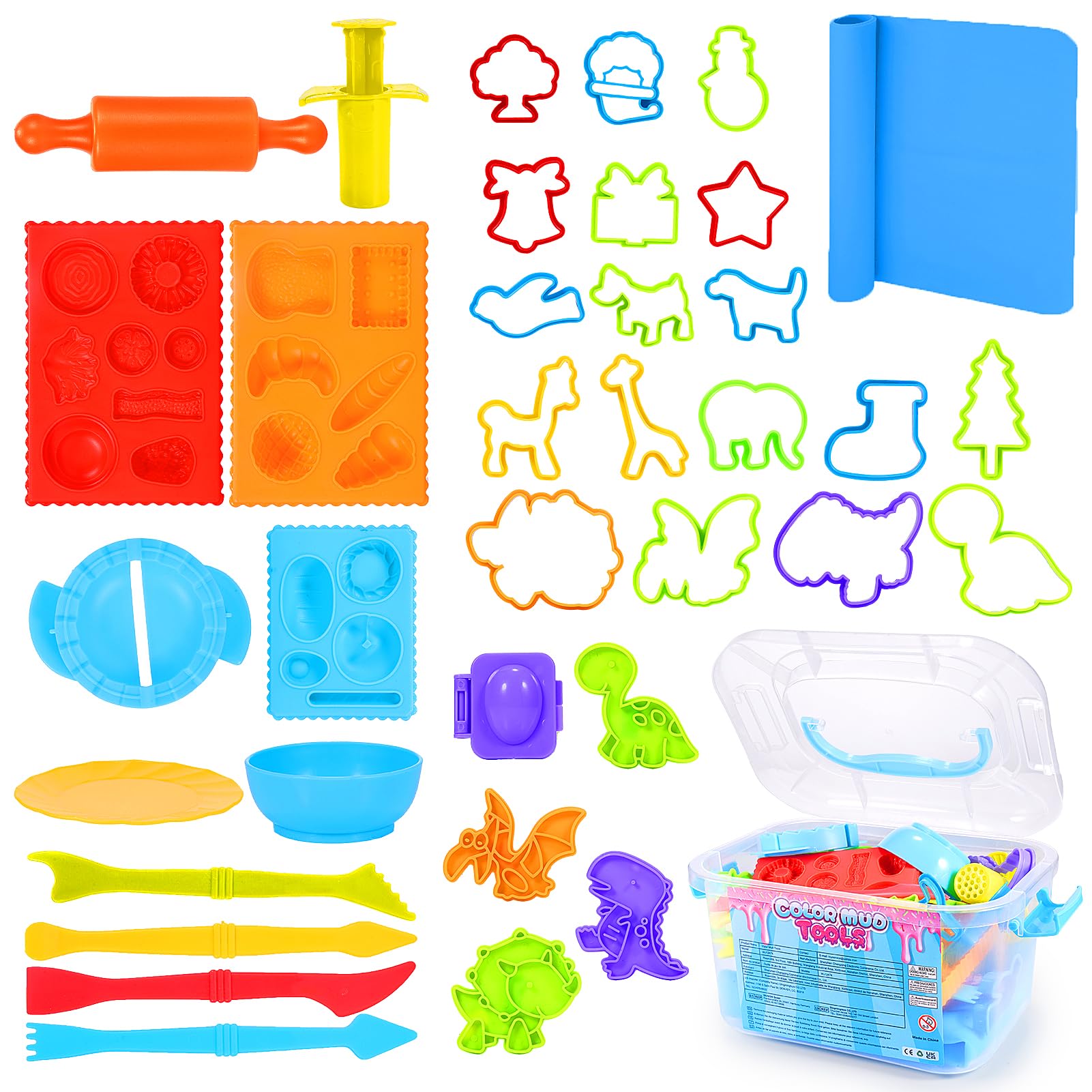 Toyze Playdough Tool Set rolling pin for smooth dough shaping and creative play