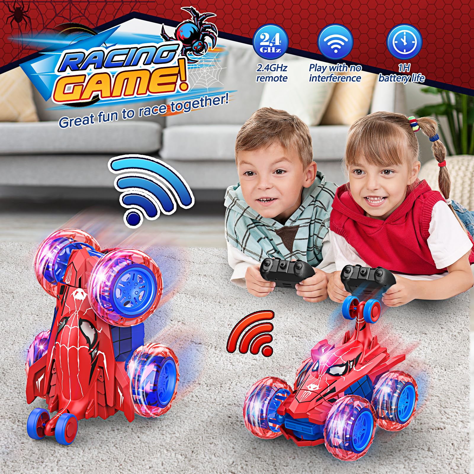 Toyze remote car 360 flip action adds excitement for indoor and outdoor races.