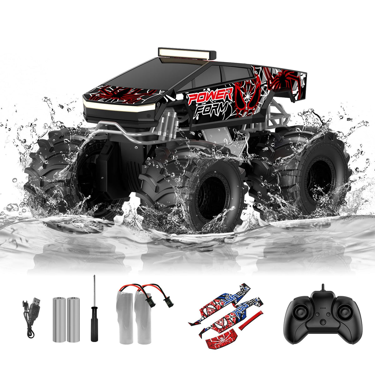 TOZDTO Amphibious RC Car front view, compact 1:18 scale for versatile play.