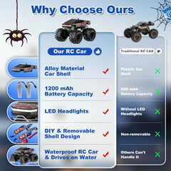 TOZDTO Amphibious RC Car side view on rugged terrain for all-terrain fun.