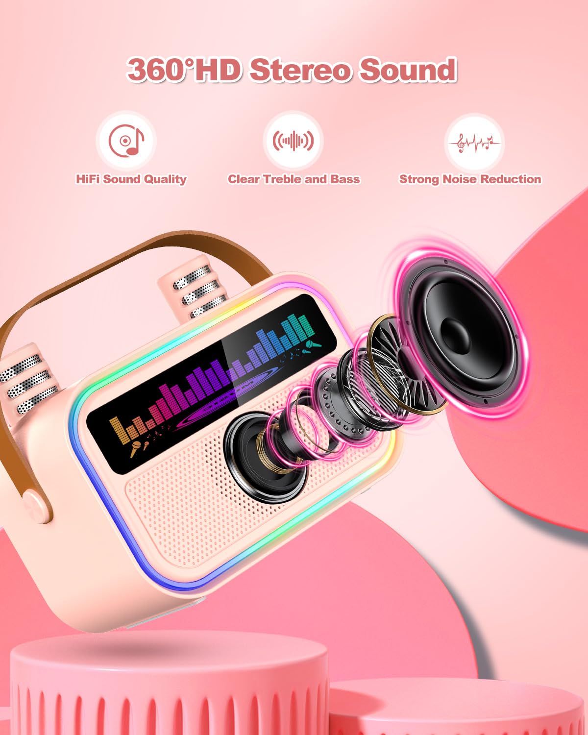 TOZDTO pink LED lights sync with music for vibrant parties.