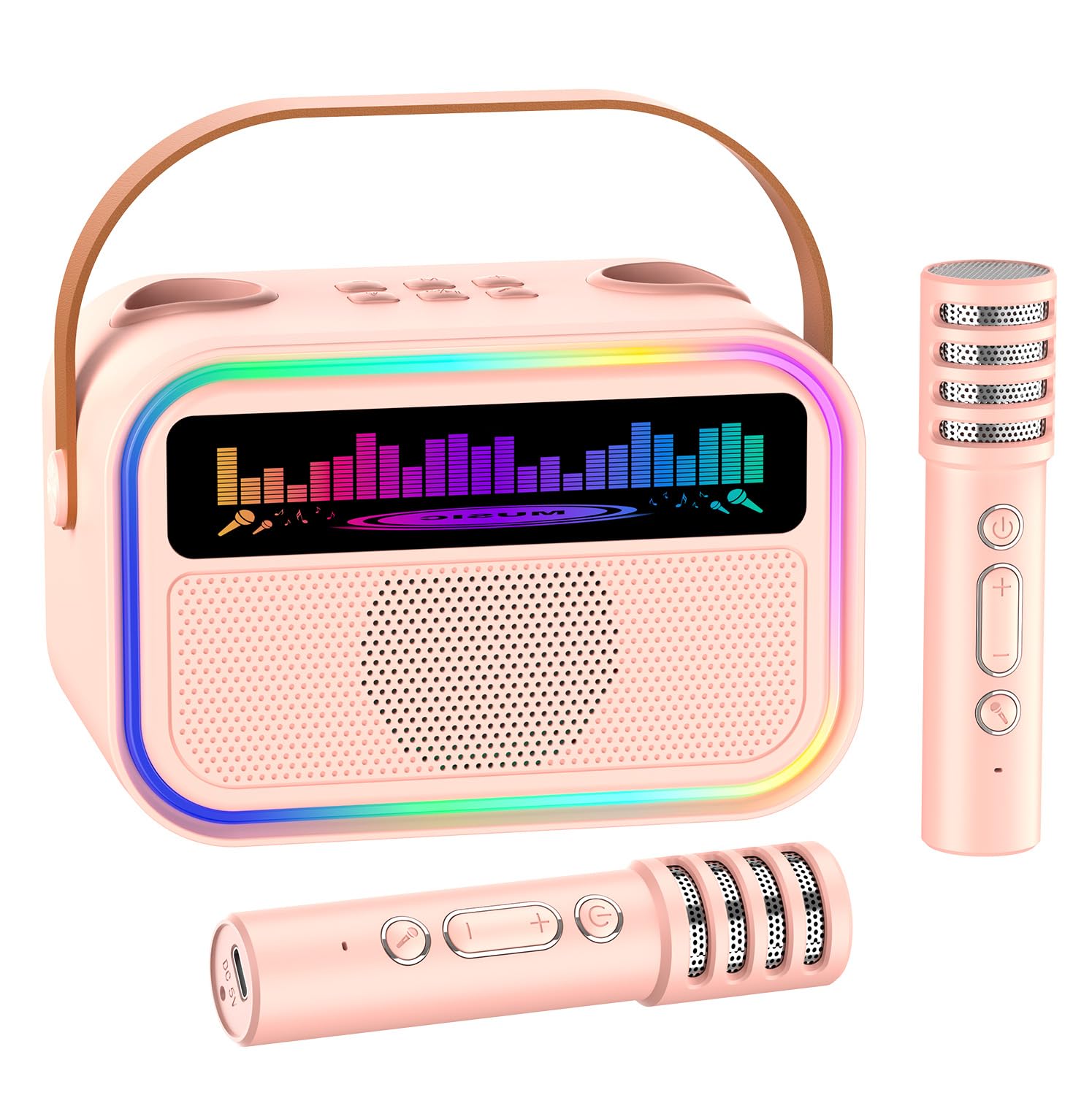 TOZDTO Kids Karaoke Machine pink delivering immersive sound for family fun.