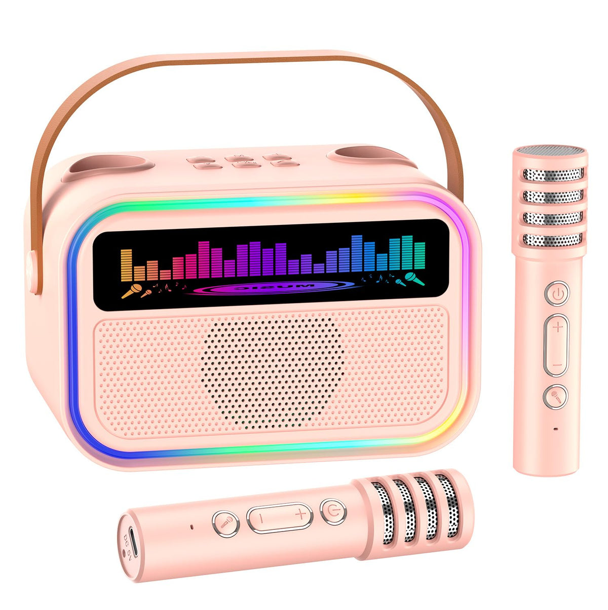 TOZDTO Kids Karaoke Machine pink delivering immersive sound for family fun.