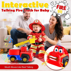 Tozkizm fire truck toy mouth movement close-up demonstrating talking action