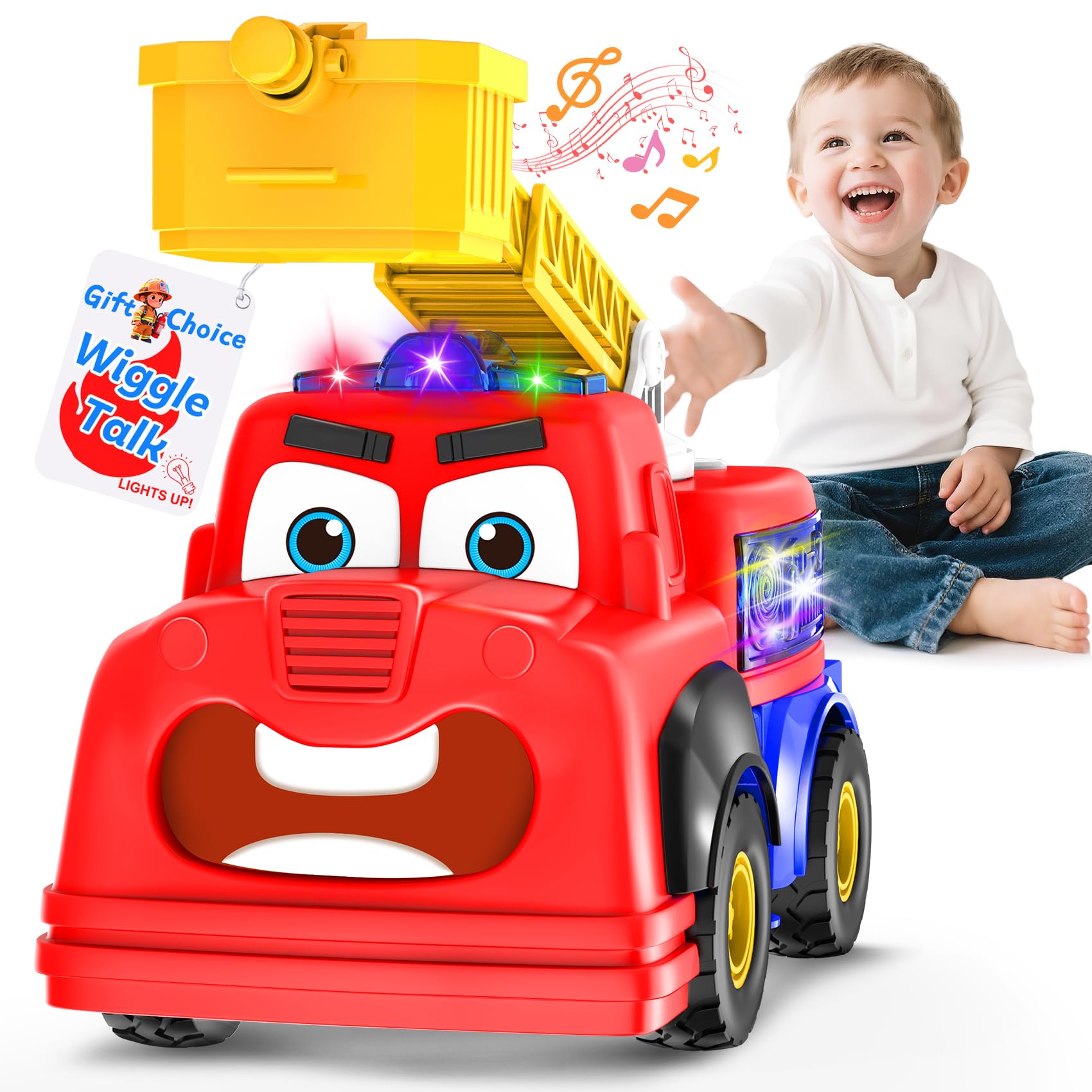 Tozkizm Talking Fire Truck mouth-moving action enhances early speech practice.