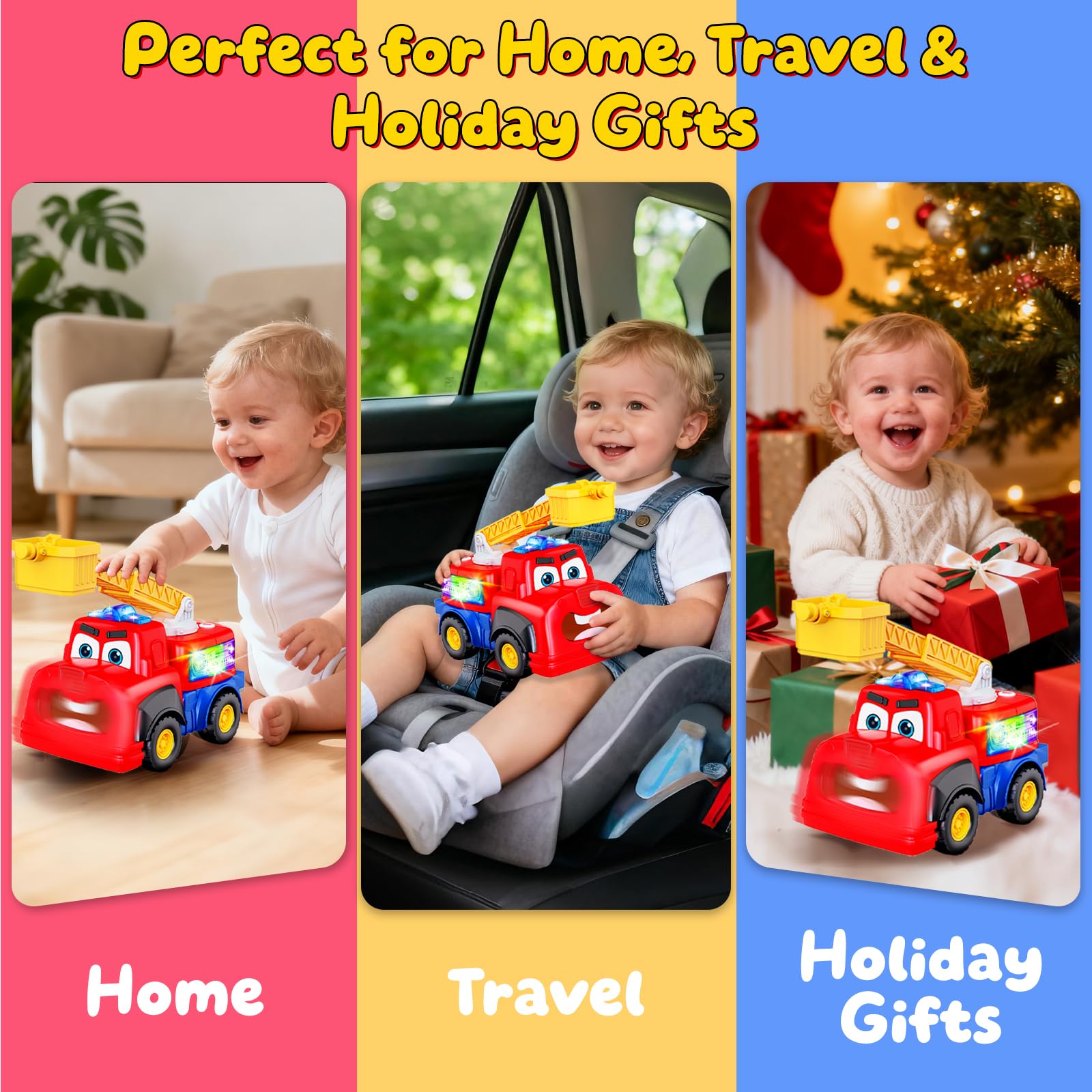 Tozkizm Talking Fire Truck travel-friendly design makes playtime easy on trips.