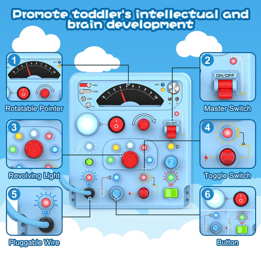 Tozuoup Busy Board-buttons supports hand-eye coordination through tactile play