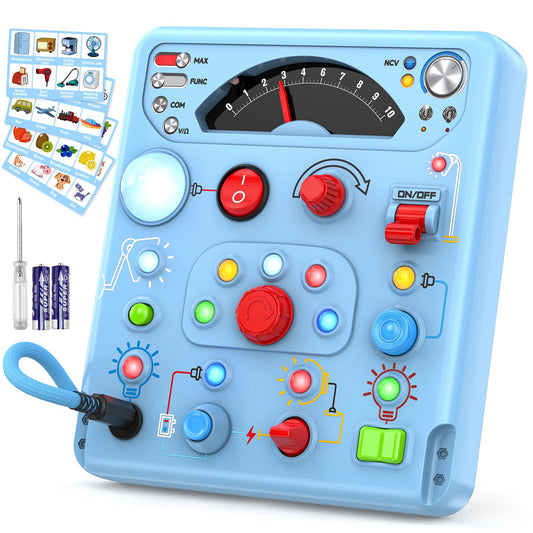 Tozuoup Busy Board with LED lights enhances fine motor exploration for toddlers