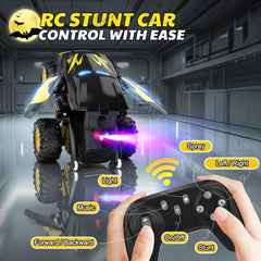 Tozuoup RC stunt car's durable plastic body withstands quick stunts and rough play.