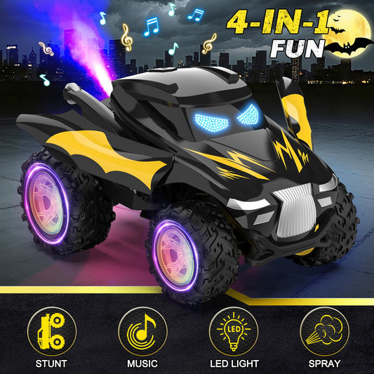 Tozuoup RC stunt car eyes and LEDs enhance nighttime visibility and dramatic play.