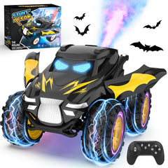 Tozuoup RC stunt car with spray and lights for dazzling backyard play at night.