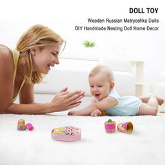 Tphon nesting doll rabbit pattern; colorful stacking toy for kids' play.