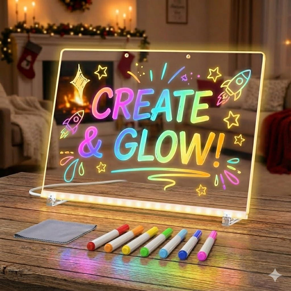 TPwsd LED Note Board features a hanging chain for wall display.