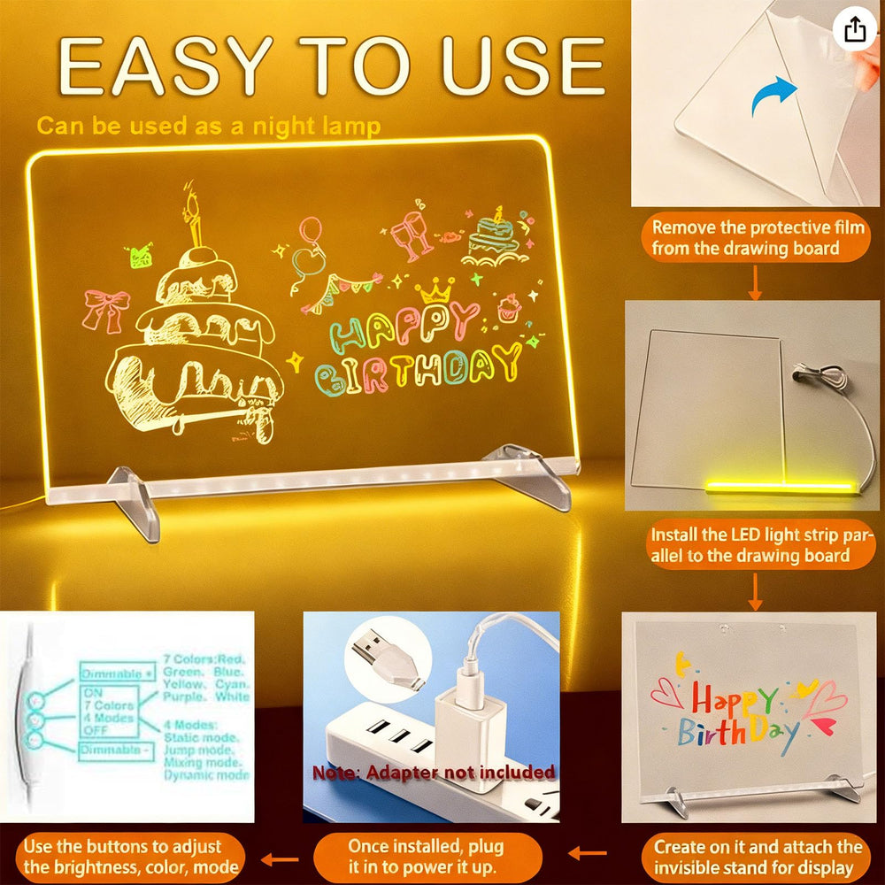 TPwsd LED Note Board sparks kids' creativity in bedroom or play area.