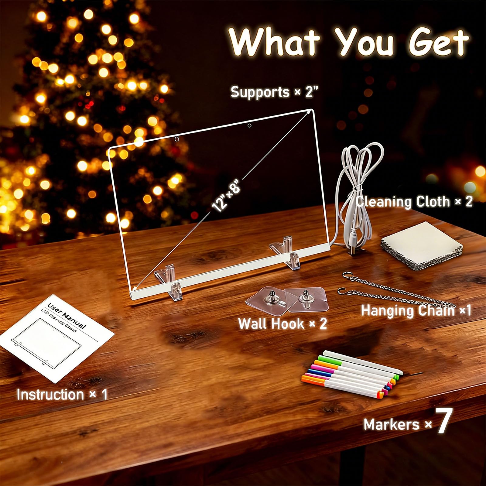 TPwsd LED Note Board offers tabletop or hanging display for flexible use.
