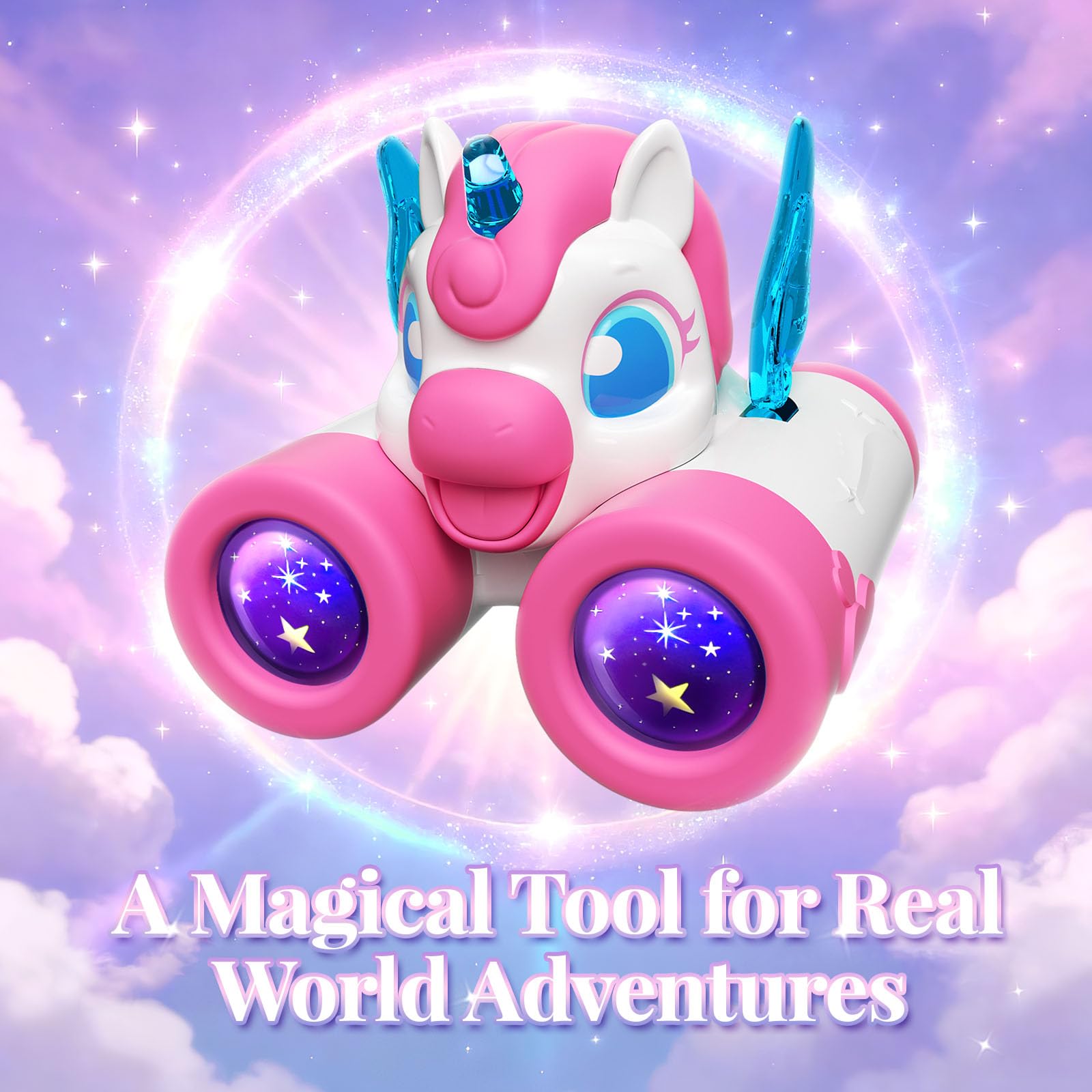 Tqeieu unicorn binoculars close-up of crystal horn inspires imaginative play