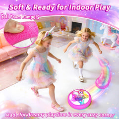 Tqeieu Unicorn Hover Soccer Ball in use with kids chasing