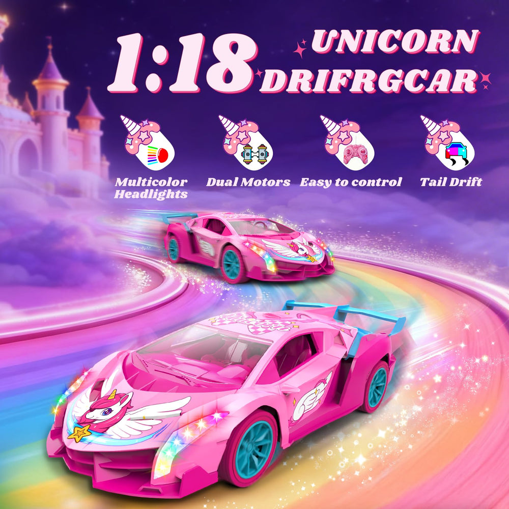 Tqeieu Unicorn RC Car showcasing 2.4GHz remote for smooth, interference-free control