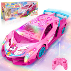 Tqeieu Unicorn RC Car featuring pink wings and playful unicorn design for magical play