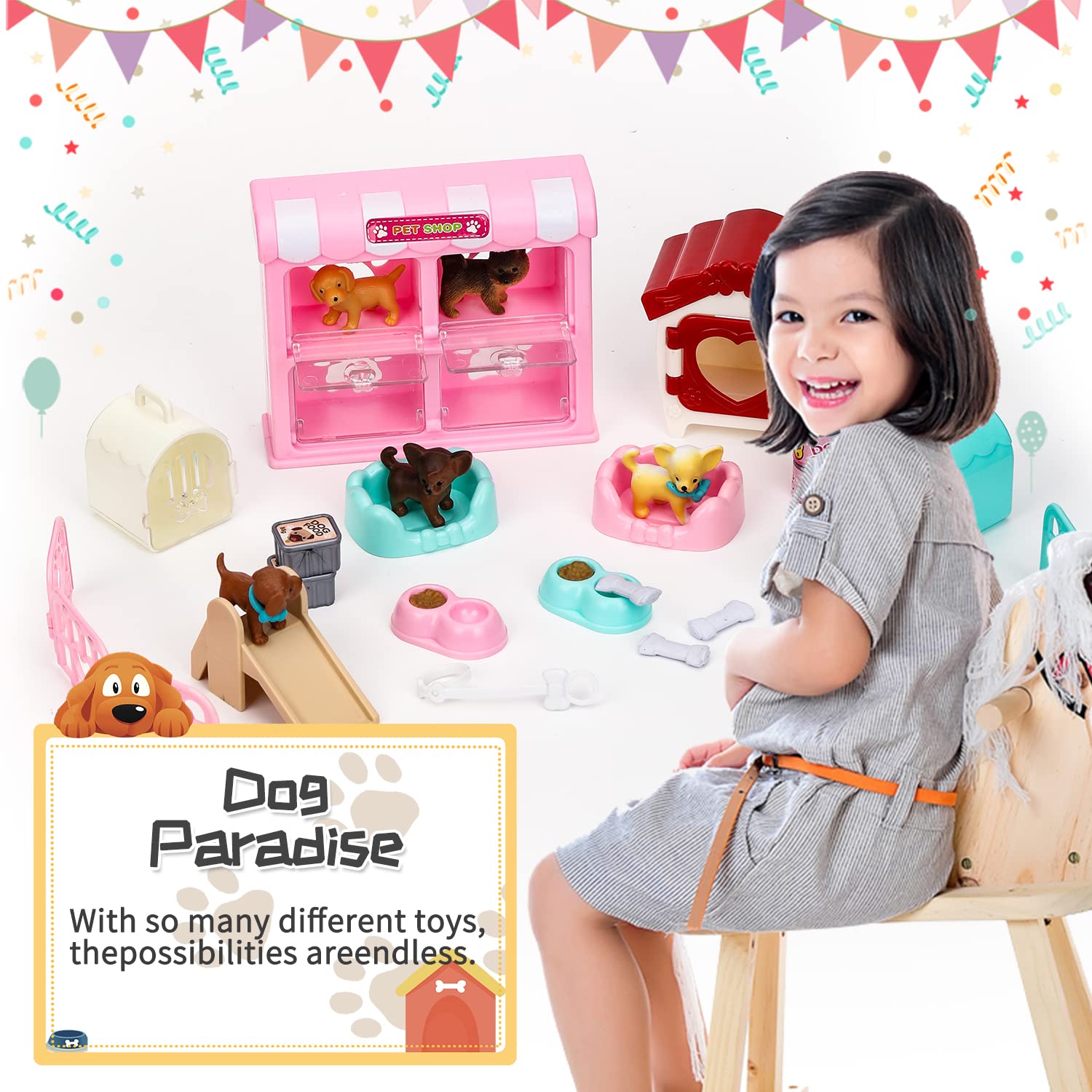 TQQFUN pet care center playset scene offers a realistic setup for role-play.