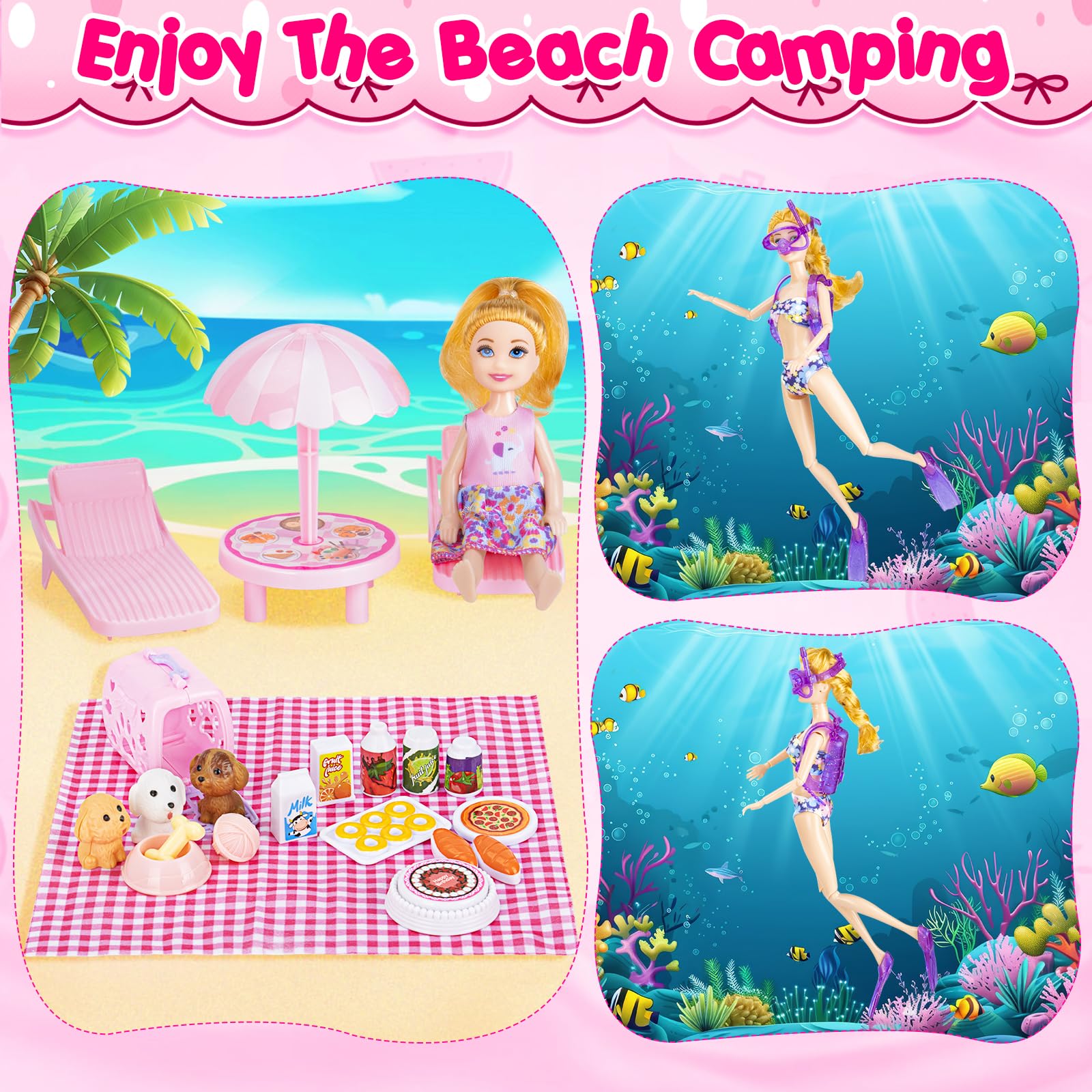 TQRAZ beach swim gear for sunny outdoor role play with dolls.