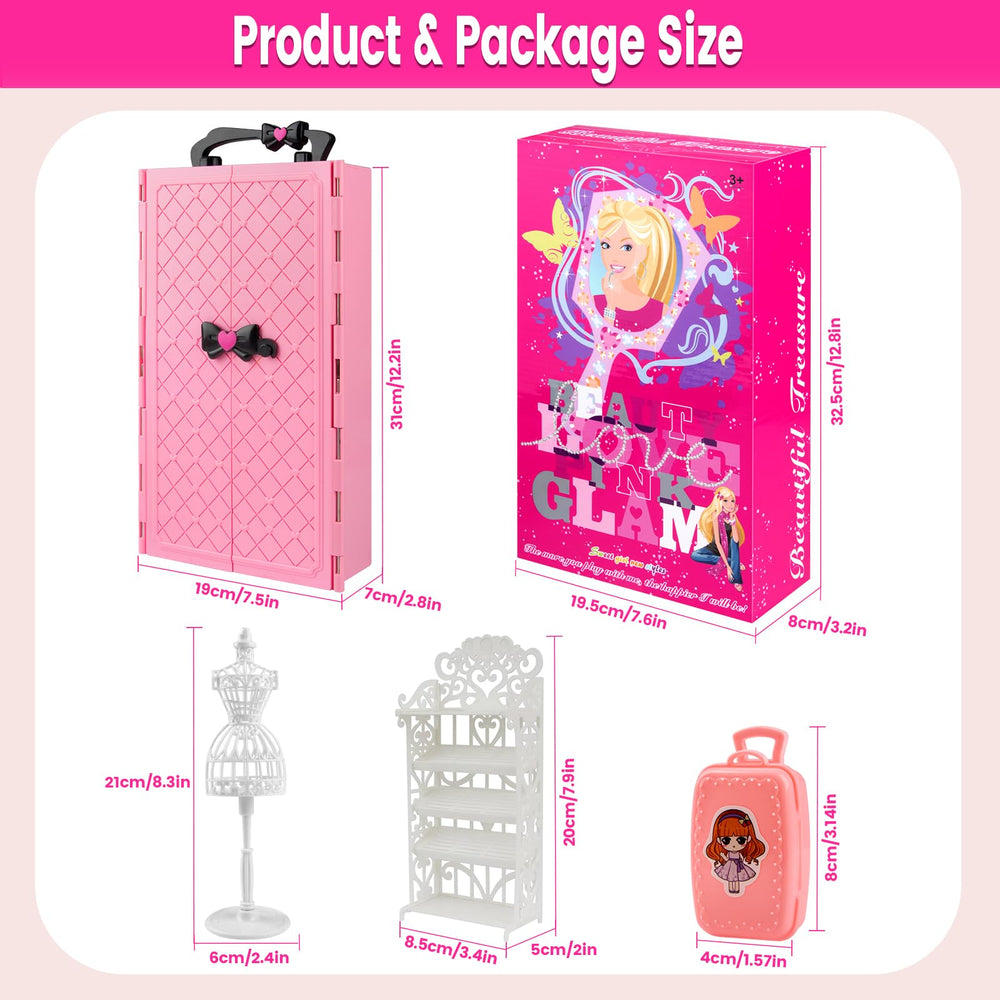 TQRAZ doll accessories including bags, hats, and glasses for stylish outfits.