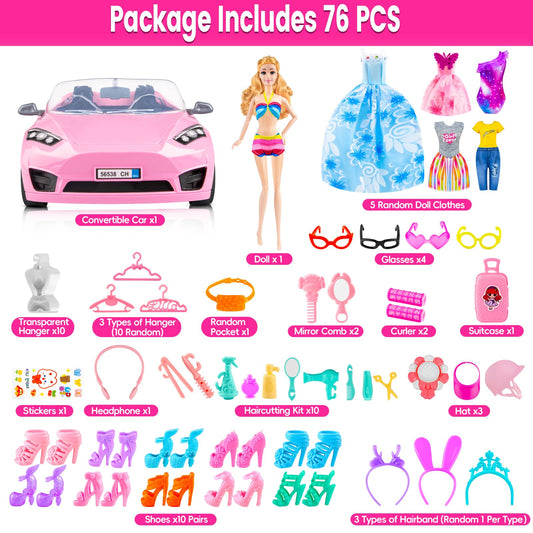 TQRAZ pink convertible car enhances pretend play with two seats.
