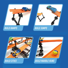 TrackJack marble-run layout with colorful pathways for curious builders