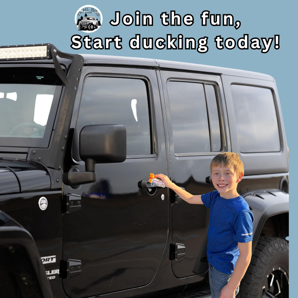 Trail Boss Ducks double-sided tags carry joyful messages for Jeep owners.