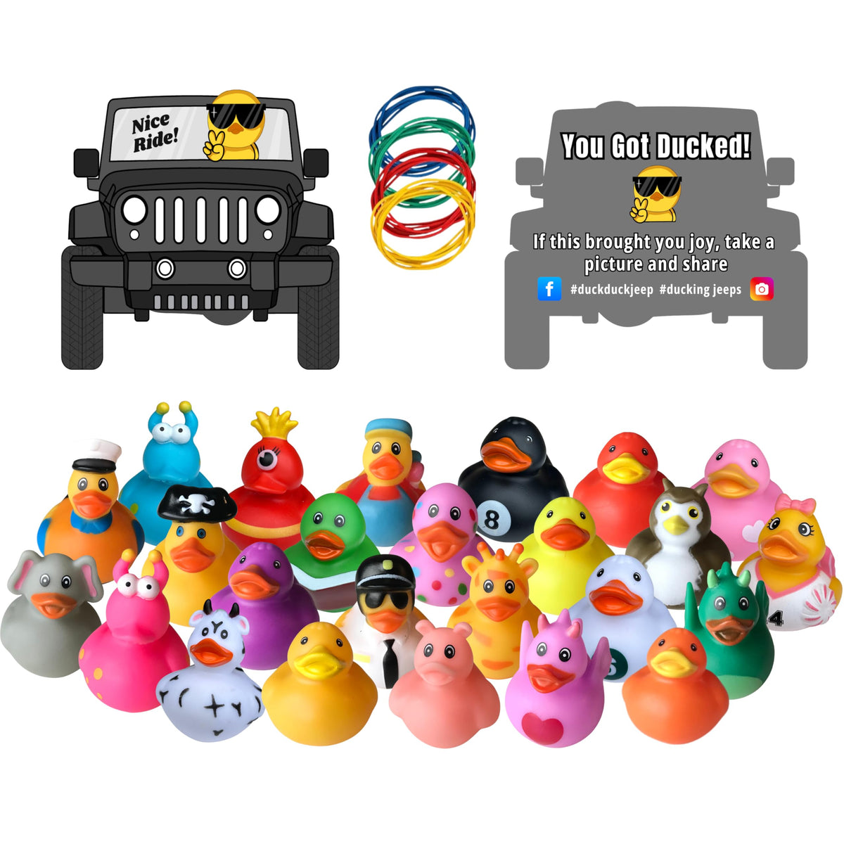 Trail Boss Ducks Jeep Ducking kit with 25 bright ducks for Jeeps.
