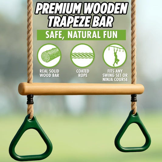 Trailblaze gym rings swing set accessory provides sturdy hardware for energetic play.
