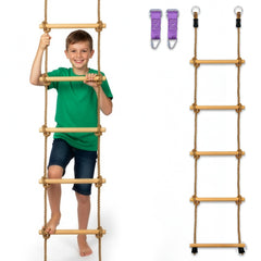 Trailblaze wooden rope ladder with beechwood rungs, ideal for backyard treehouse adventures