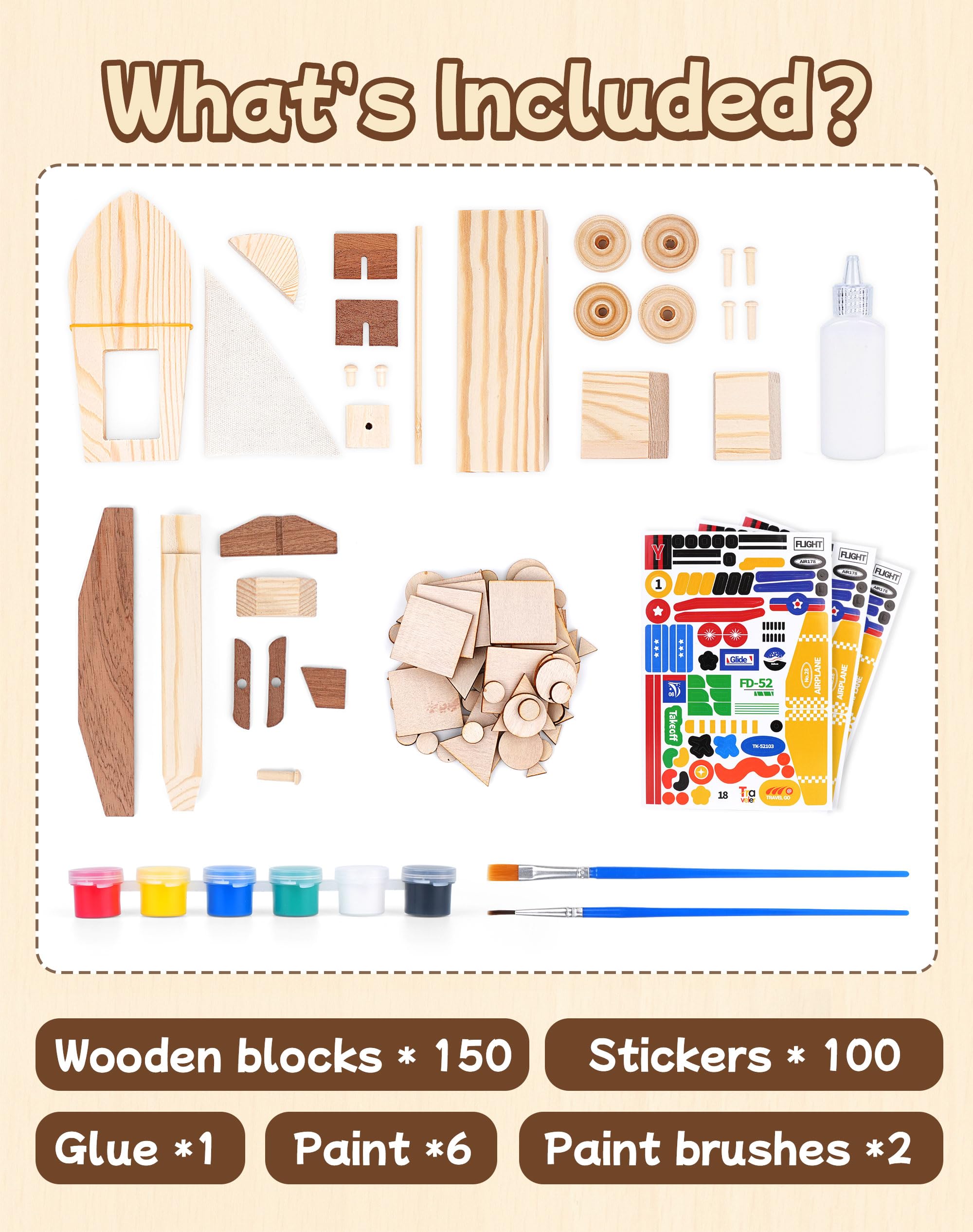 Trailfun wooden build paint kit car model with movable wheels for hands-on STEM play.