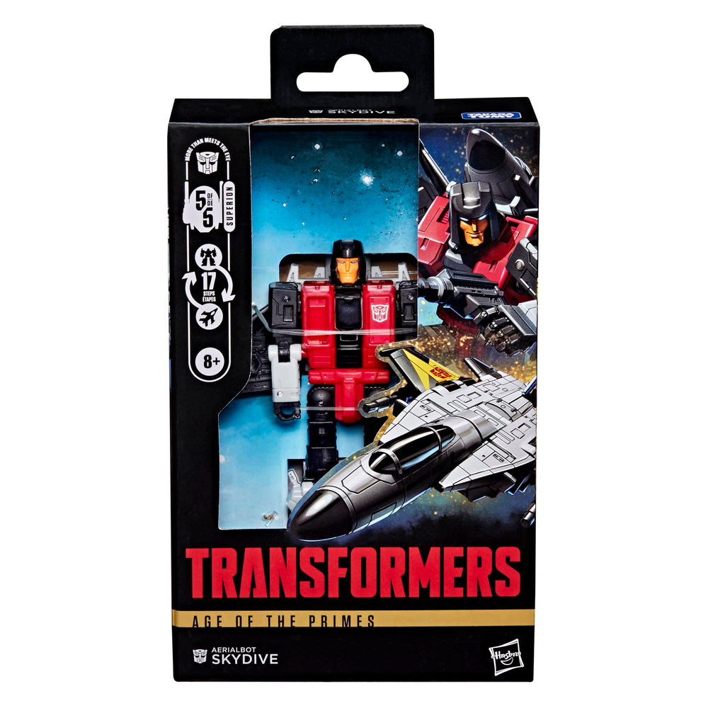 Transformers Aerialbot Skydive shows articulation for dynamic poses and display.