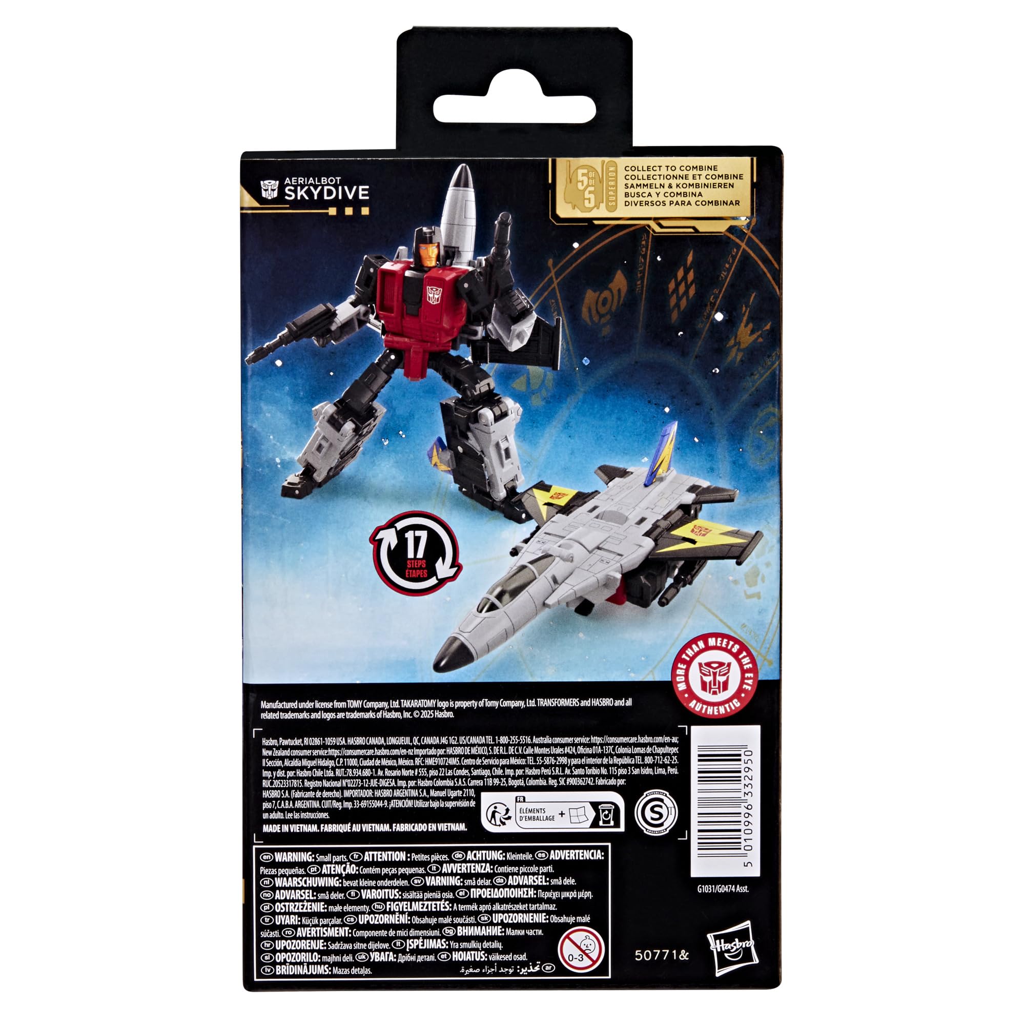 Transformers Aerialbot Skydive joining other figures to form Superion.