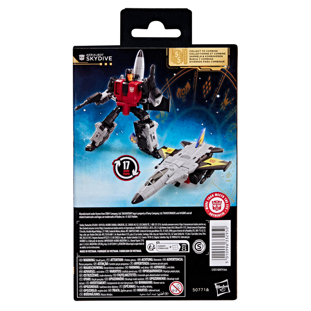 Transformers Aerialbot Skydive joining other figures to form Superion.