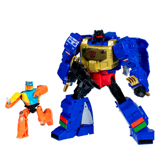 Transformers Age of the Primes Grimlock robot mode with detailed deco for action play