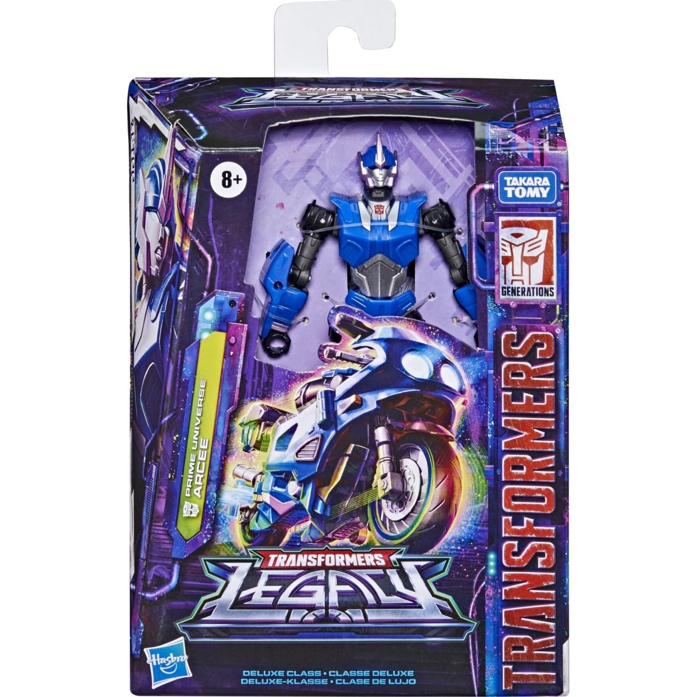 Transformers Arcee Energon blade accessories show dual-wielded action in both modes.