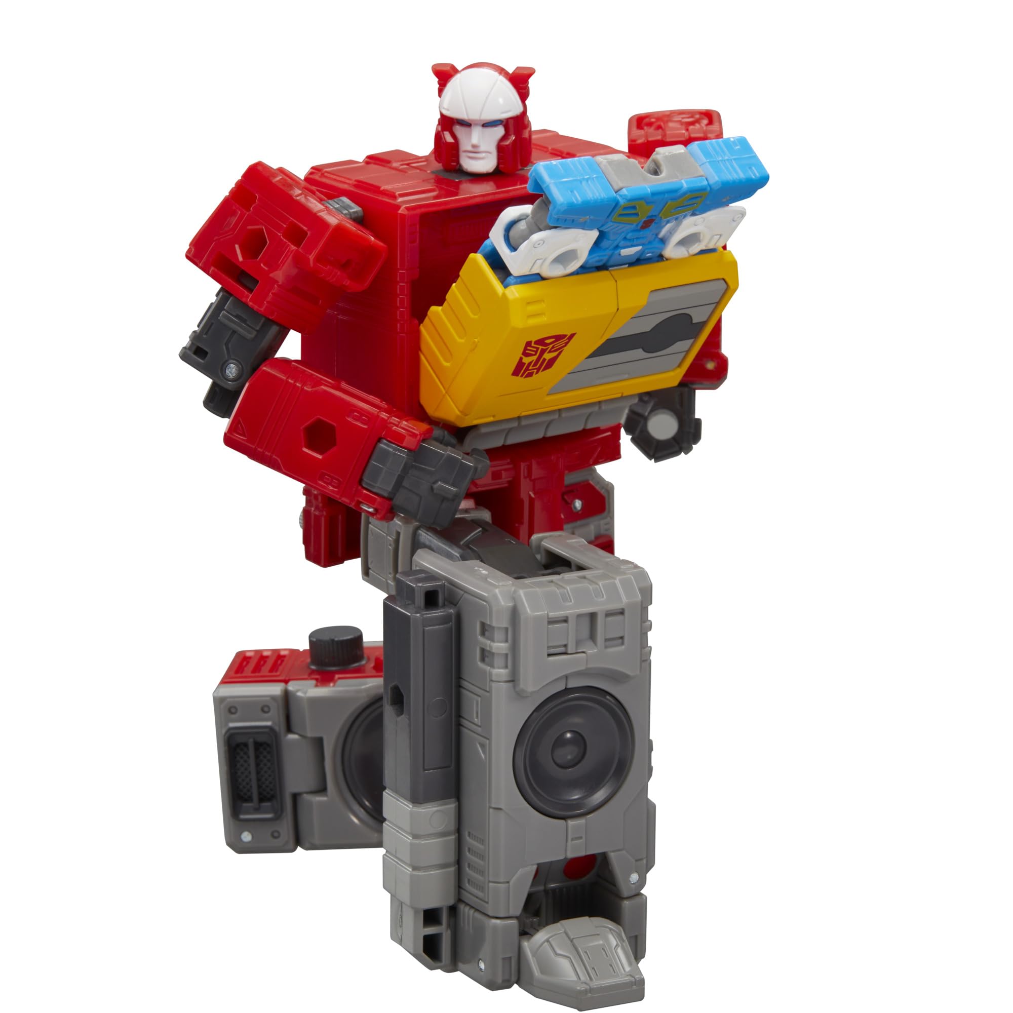 Transformers Autobot Blaster in boombox mode, side view for display.