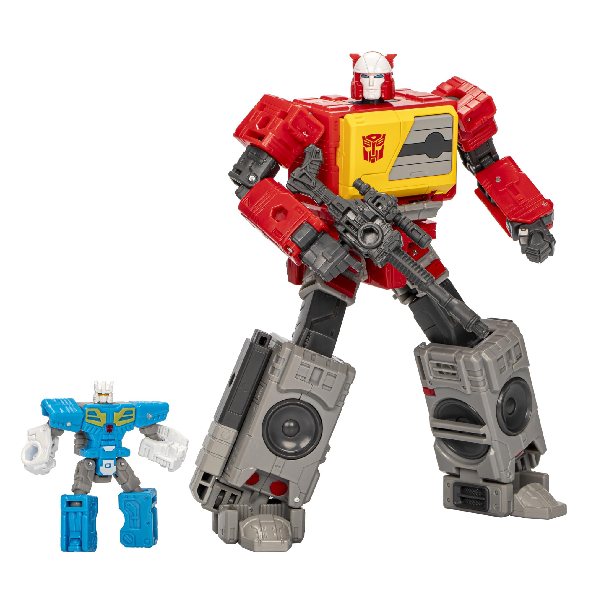 Transformers Autobot Blaster in robot mode, front view for dynamic posing.