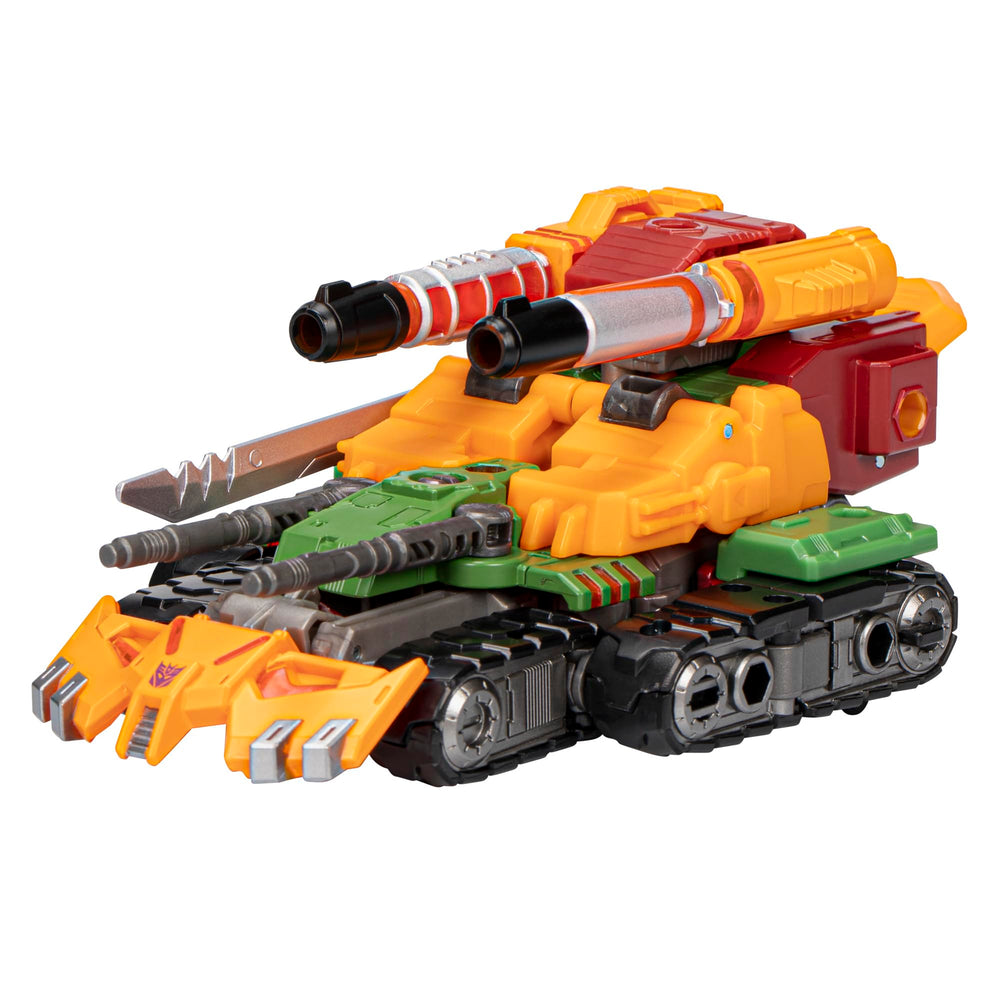Transformers Bludgeon 7-inch figure, action scene with Autobots, display-ready.