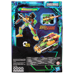 Transformers Bludgeon 7-inch figure, packaging scan area, reveals tech specs.