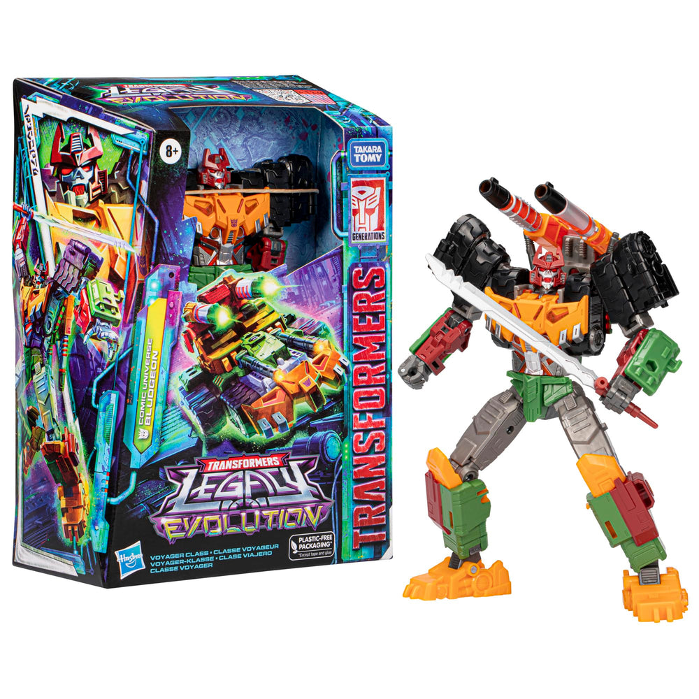 Transformers Bludgeon 7-inch figure, weapon-ready pose, dynamic display option.