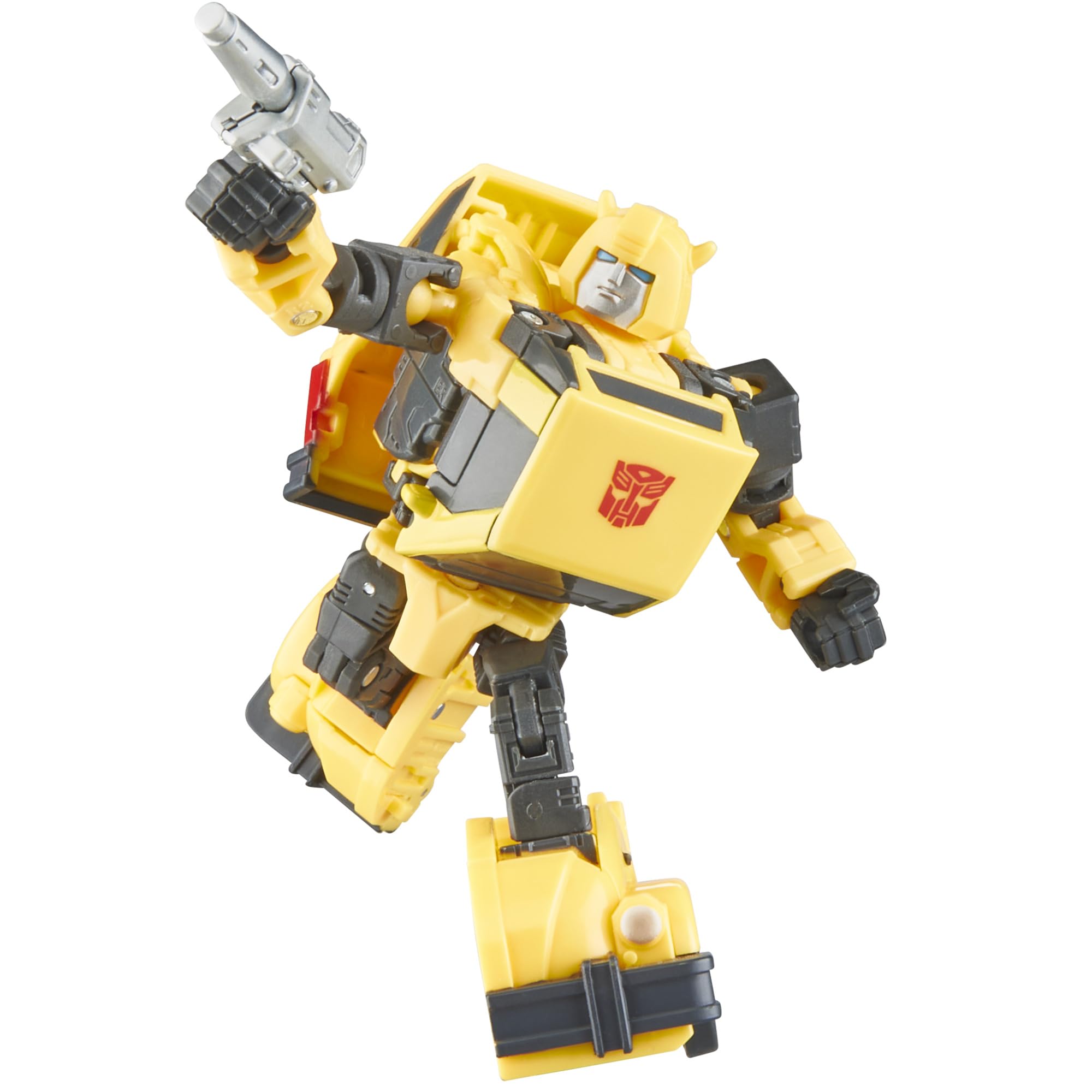 Transformers Bumblebee Studio Series Deluxe movie-inspired deco enhances shelf display.