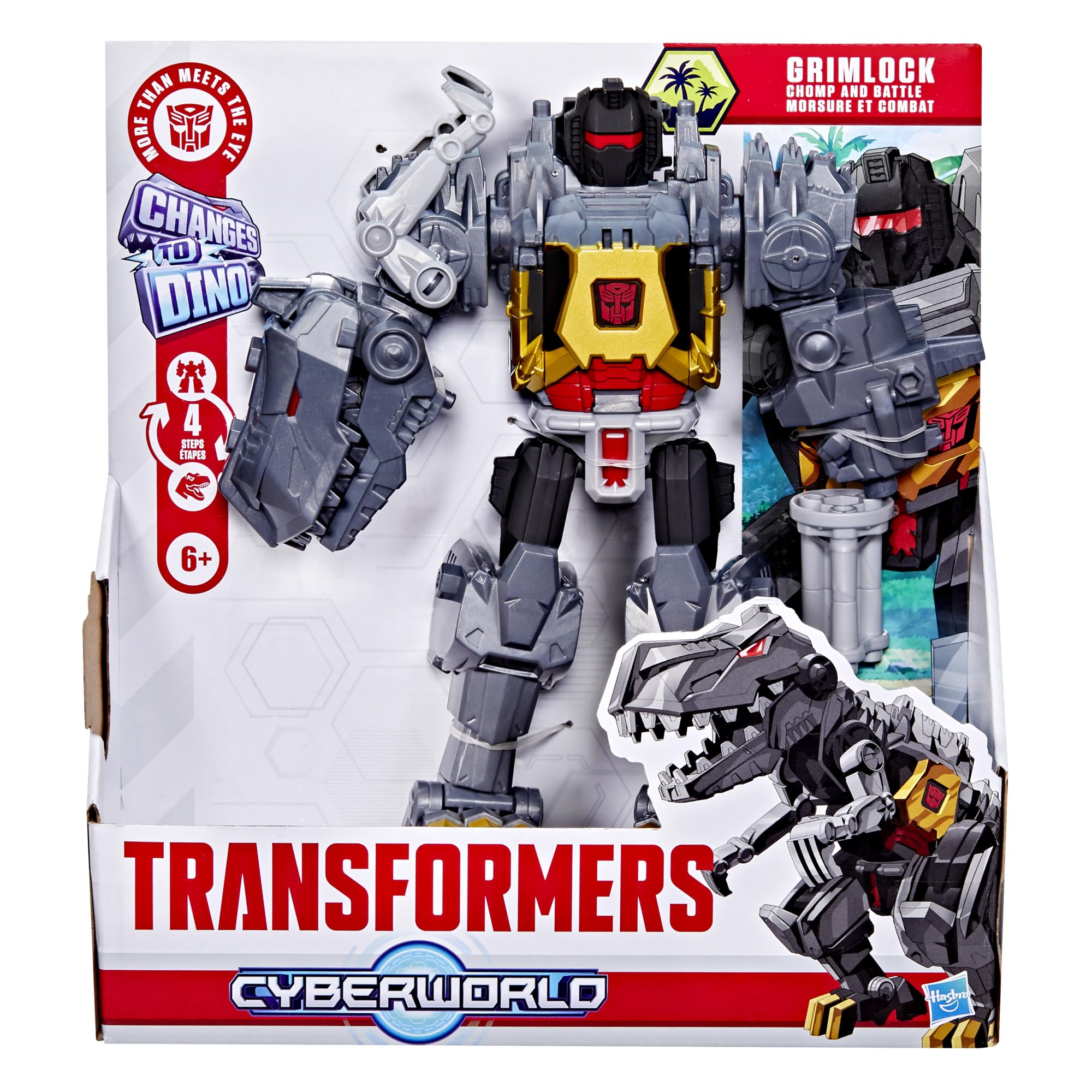 Transformers Grimlock chomping dino head activated by thumb tab.