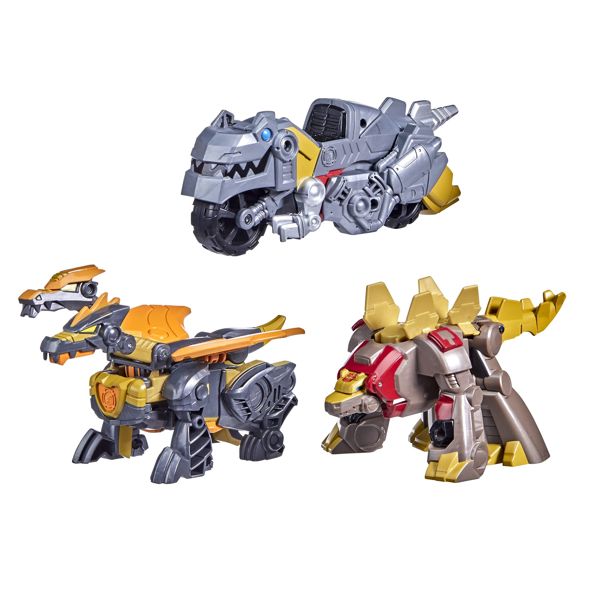 Transformers Dinobot Adventures Grimlock figure in motorcycle mode supports fast pretend missions.
