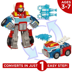 Transformers Heatwave Fire-Bot energize water cannon attachment sparks action.