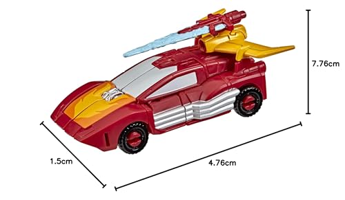 Transformers Hot Rod Core Class figure demonstrates racecar mode conversion for imaginative play.
