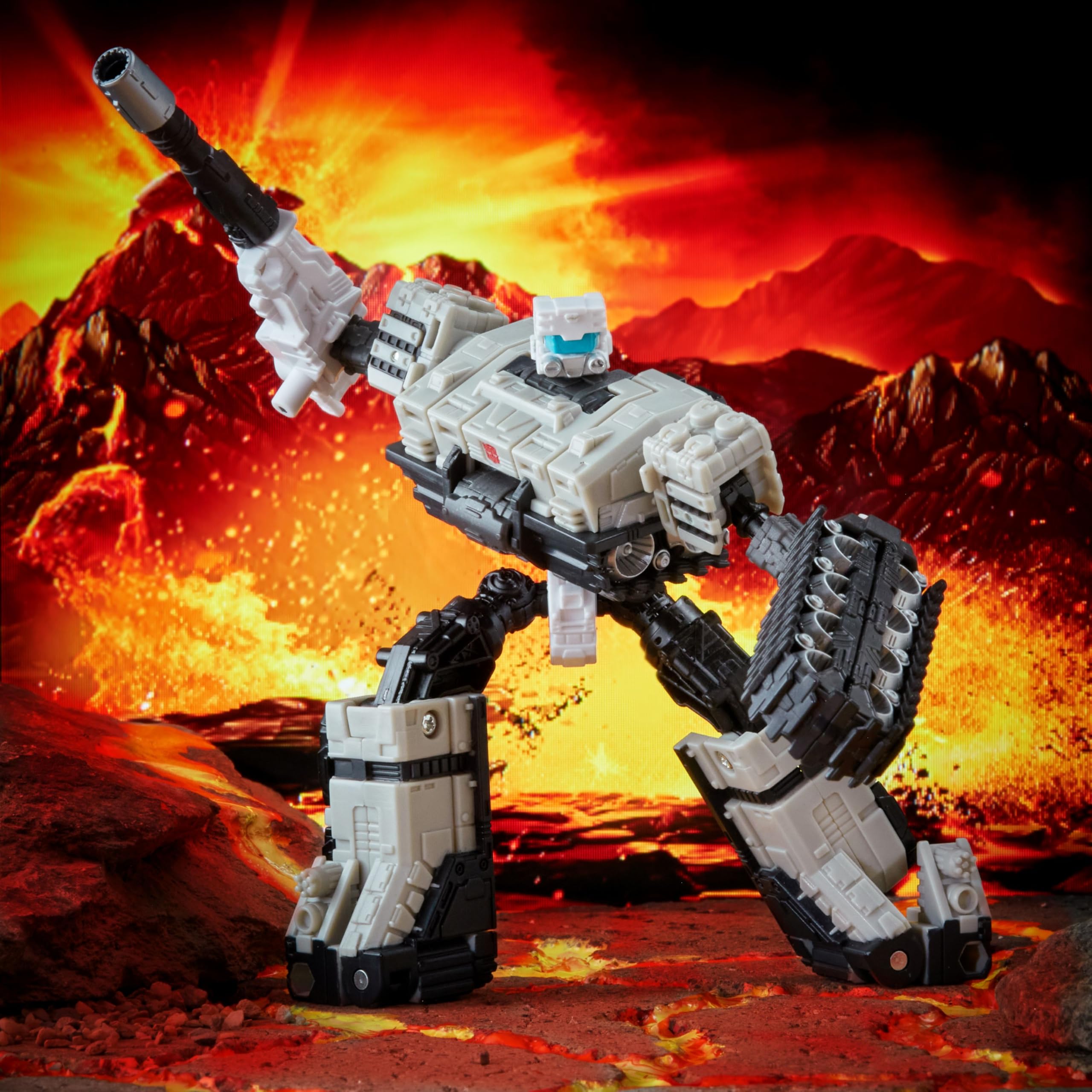 Transformers Kingdom Autobot Slammer with eight weapon accessories for customizable battles.