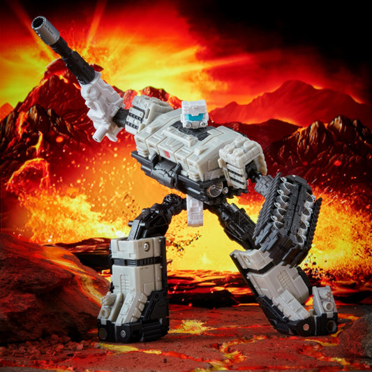 Transformers Kingdom Autobot Slammer with eight weapon accessories for customizable battles.